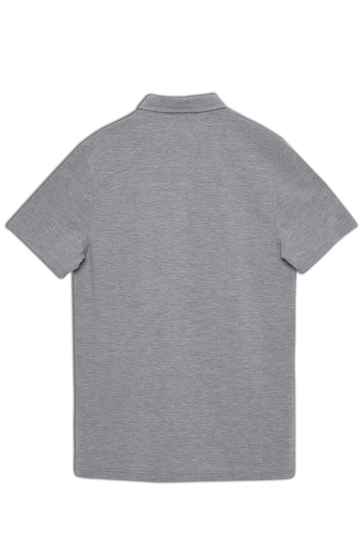 Vav Tasarım Punto Baskılı Pamuk Polo Yaka Gri T-shirt 23'